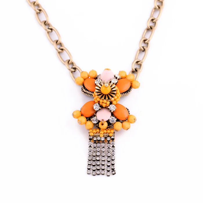 Горячая Распродажа длинное ожерелье с цепочкой из смолы стекло цинковый сплав