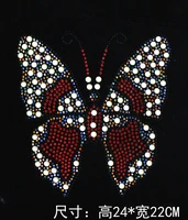 2pclot large colorful butterfly design iron on transfer fixing rhinestones hot fix rhinestone transfer motifs patches shirt