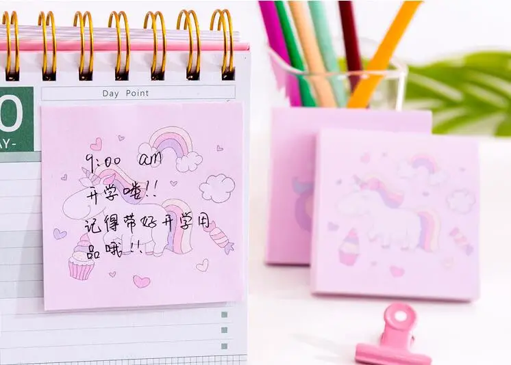 Kawaii Pink Unicorn Post His sticker Студенческая портативная записная книжка для офиса квадратное сообщение N Times стикер школьные принадлежности канцелярские принадлежности