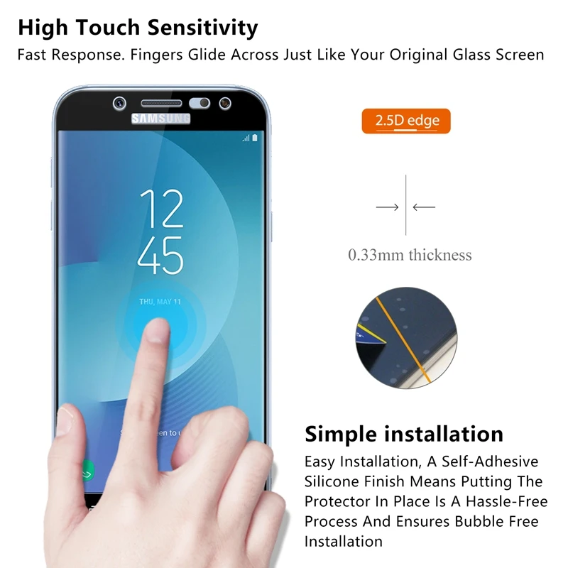 Полное покрытие закаленное стекло для Samsung Galaxy J5 (2017) Защита экрана 2017 J530F