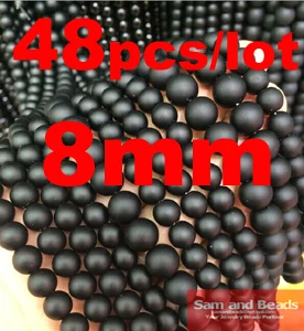 matte 8mm 5A высокого качества! Черный тусклый полированный матовый оникс агата круглый натуральный камень Бусины 1" /Strand 4 6 8 10 12 14 мм выбрать размер № BOB01 - Цвет: matte 8mm