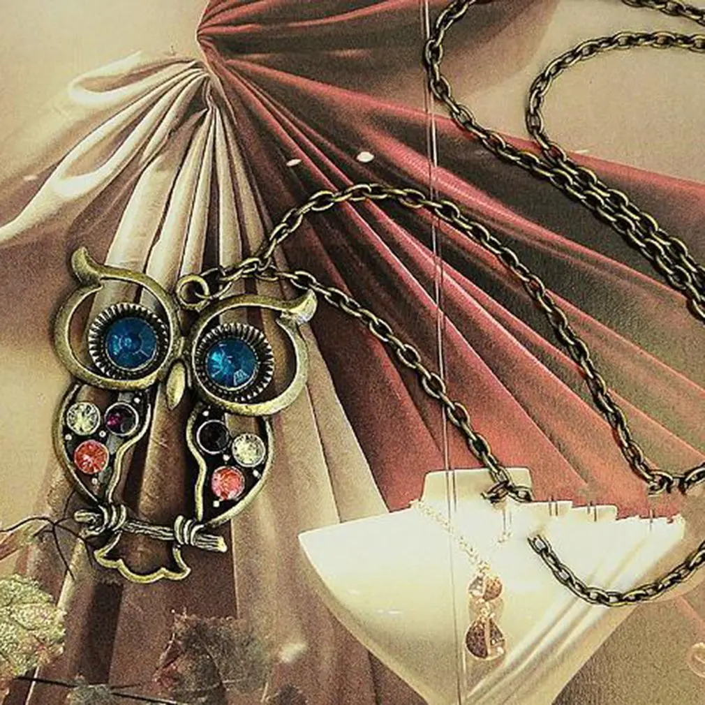 Модное винтажное ожерелье с подвеской в виде милой совы полое резное стиле Ретро