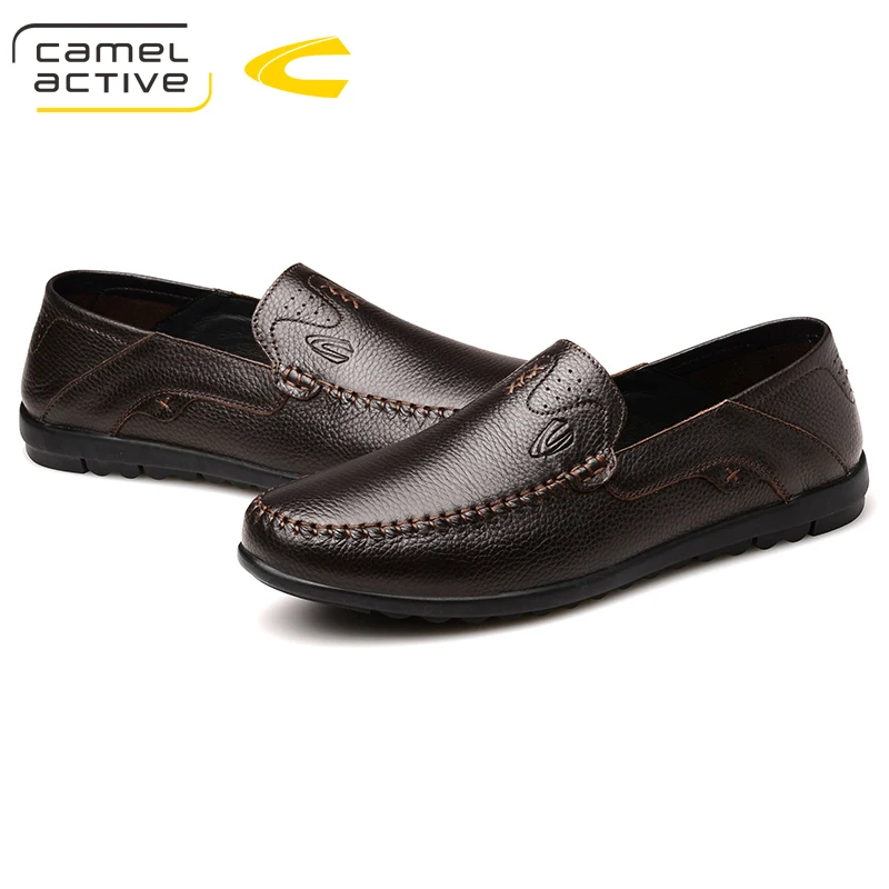 Camel Active 2018 Brand New Luxury Men Brown Loafers Patchwork Of Genuine Leather Casual Shoes Round Toe Slip On Dress | Обувь