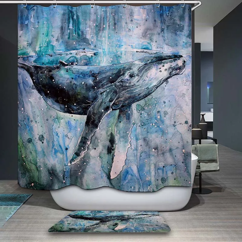 Monily полиэфирная водонепроницаемая морская Акварельная занавеска для душа 12