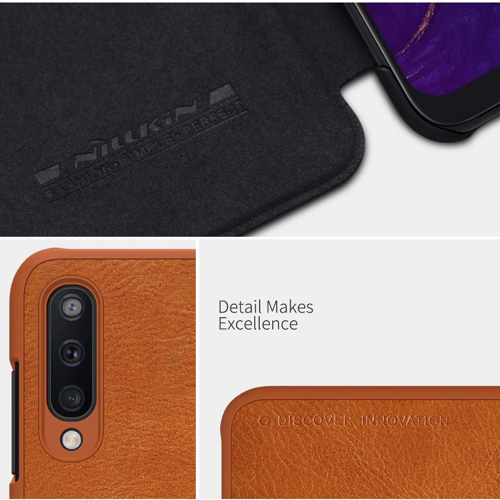 Кожаный чехол Nillkin для Samsung Galaxy A50 Qin серии откидные Чехлы Роскошные чехлы