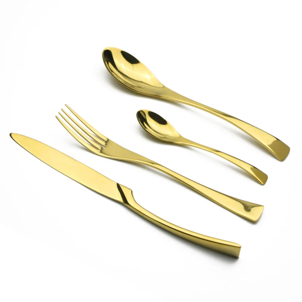 4 Pcs/Set Gold Cutlery Set Stainless Steel Silverware Western Food Tableware Fork Steak Knife TeaSpoon Dinnerware | Дом и сад