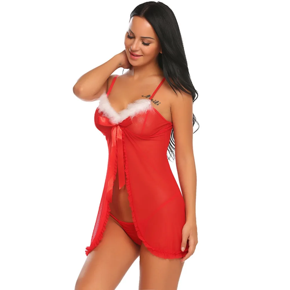 Avidlove женские рождественские костюмы сексуальное нижнее белье Babydoll открытая Сексуальная Передняя Babydoll нижнее белье с стринги