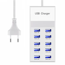 10 USB Charger Station Splitter 60W Mobile Phone Charger HUB Smart IC Charge Universal for iPhone ipad Samsung MP3 Tablet Etc