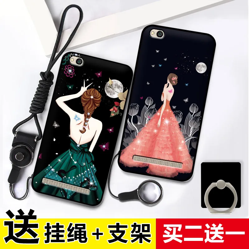 lovely cartoon cats rose flowers with rope and stand holder Silicon case For Xiaomi Redmi 5A |