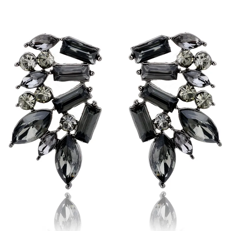 Серьги LUBOV Angel Wings элегантные женские акриловые камни Смола серьги-гвоздики эффектные для женщин и девочек Горячая Распродажа вечерние ювелирные изделия - Окраска металла: black