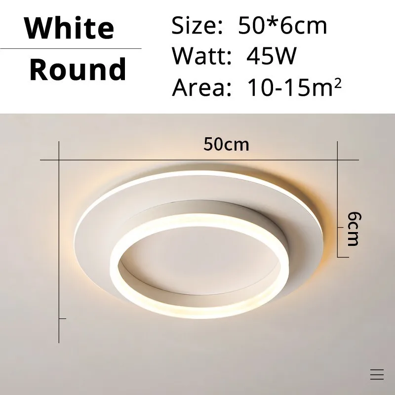 50cm round white Современный светодиодный светильник-Люстра для гостиной, спальни, черно-белая лампа с пультом дистанционного управления, для спальни, новое освещение, блеск, Lampadari - Цвет абажура: 50cm round white
