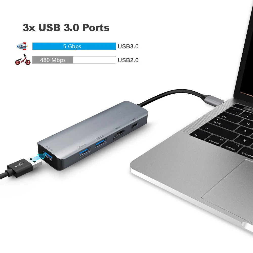 USB C к HDMI адаптер 4K @ 30 Гц выход док Мощность доставки 60 W с 3 x 0 модуль
