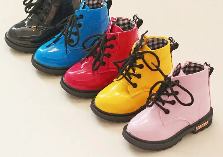 Обувь для детей мальчиков и девочек яркие Цвет из лакированной кожи