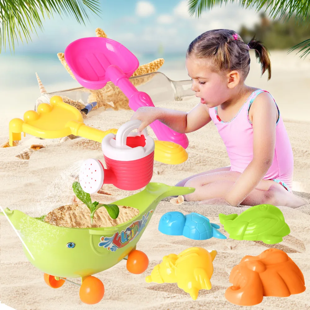 8 шт. мультфильм Дельфин корзину Набор для игры на пляже с пластиковыми песчаные