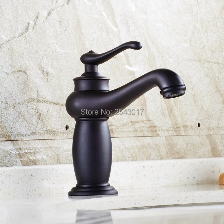Роскошный Черный Бронзовый Смеситель для раковины в европейском стиле из