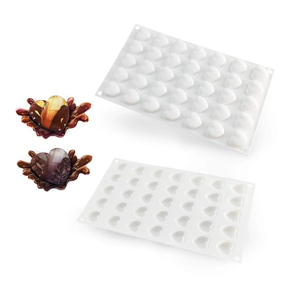35-Cavity Heart Shape Silicone Mold Baking Tools for Mousse Cake Chocolate Truffle Pudding Desserts Decorating | Дом и сад