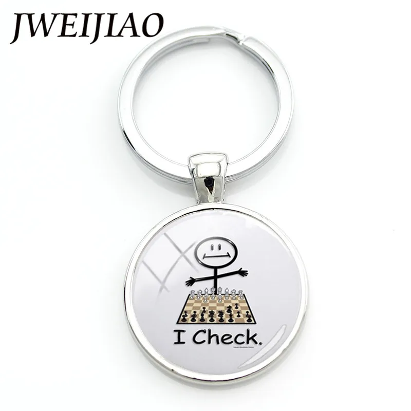 JWEIJIAO шахматный мастер брелок Chessmen glass Charms брелок для ключей с держателем международного слова коллекция для любителей шахмат на заказ