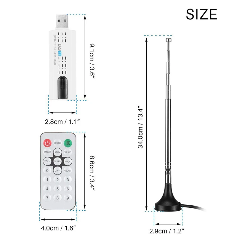 Цифровая антенна Kebidu ТВ тюнер с регулируемой антенной для ПК USB 2 0 HD DVB T T2