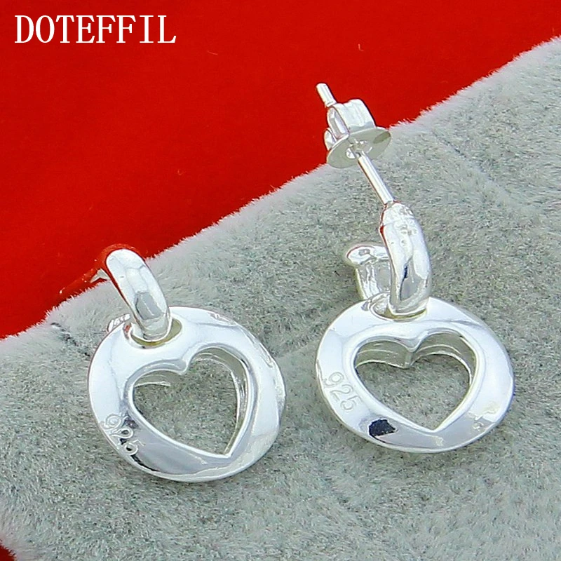 Женские серьги гвоздики из серебра 925 пробы с круглым сердцем|heart stud earrings|stud