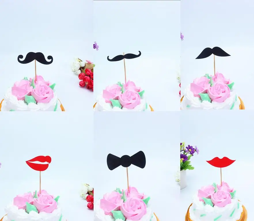 1 шт. красный бант в виде губ флаг для торта Топпер флаги усов свадьбы дня рождения