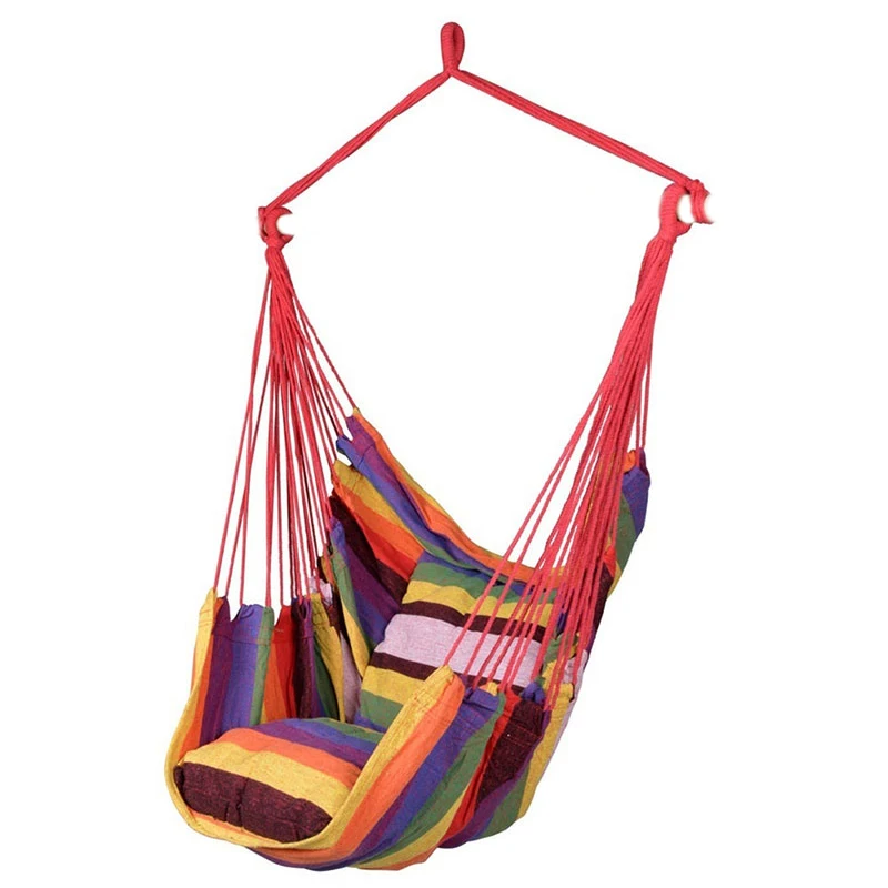 

Outdoor Garden Swing Chair Hammock Chair Hanging Chair With 2 Pillows Adults Kids Polyester Hammock Hanging Rope Chair Swing Bed