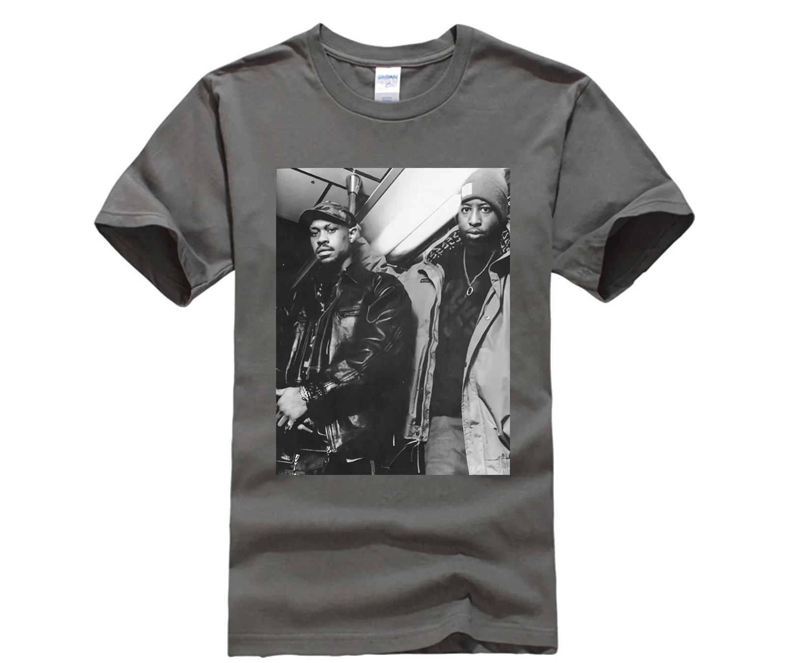 Мужская Повседневная футболка с принтом 100% хлопок популярная Gang Starr B & W Image Nero