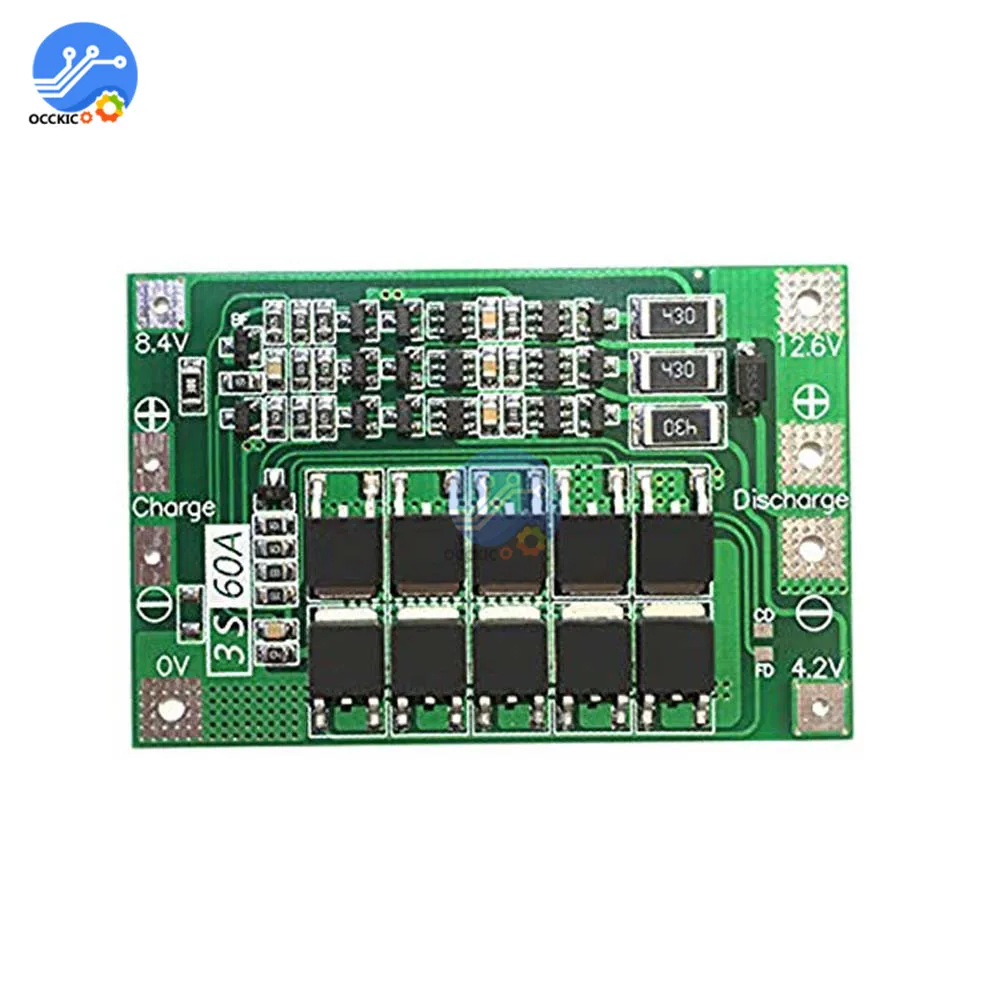 3S 60A BMS 18650 Защитная плата зарядного устройства литий ионной батареи PCB 12 6 13 В