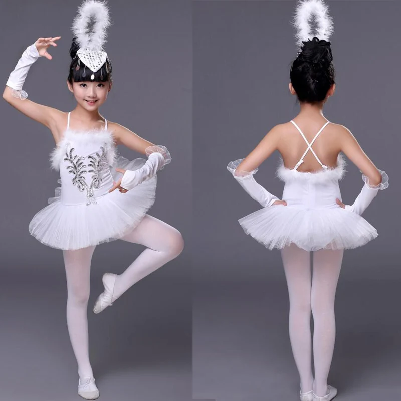 Новинка 2016 года Балетные костюмы с белым лебедем и озером для девочек Детские