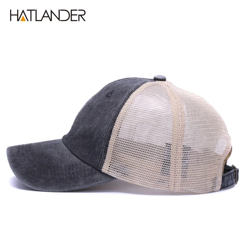 HATLANDER, повседневные однотонные бейсболки, сетчатая Кепка для грузовика, уличная летняя кепка от солнца, сетчатая Кепка gorras chapeau, регулируемая хлопковая кепка snapback