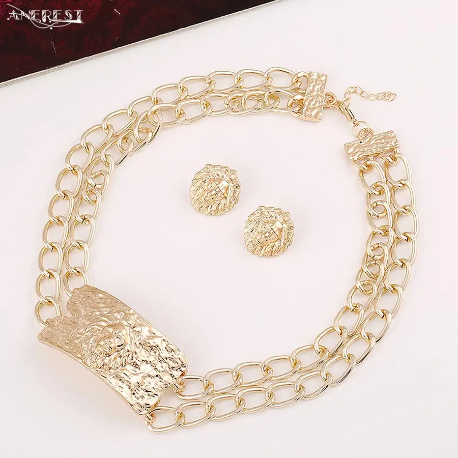 Дубай ювелирные наборы Золотой Лев ожерелье серьги Bijoux Femme колье Обручальное