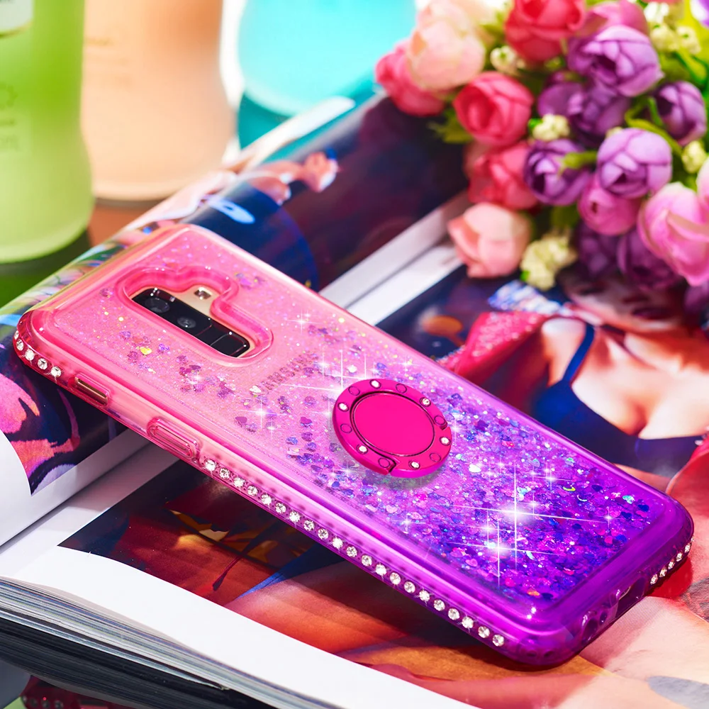 Кольцо алмазные наклейки на ногти сердечки чехол для Samsung Galaxy A5 2017 A6 Plus A7 A9 2018