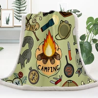 coral fleece plush nap blanket super soft cozy throw blanket modern green camp bus art sherpa blanket for couch throw travel