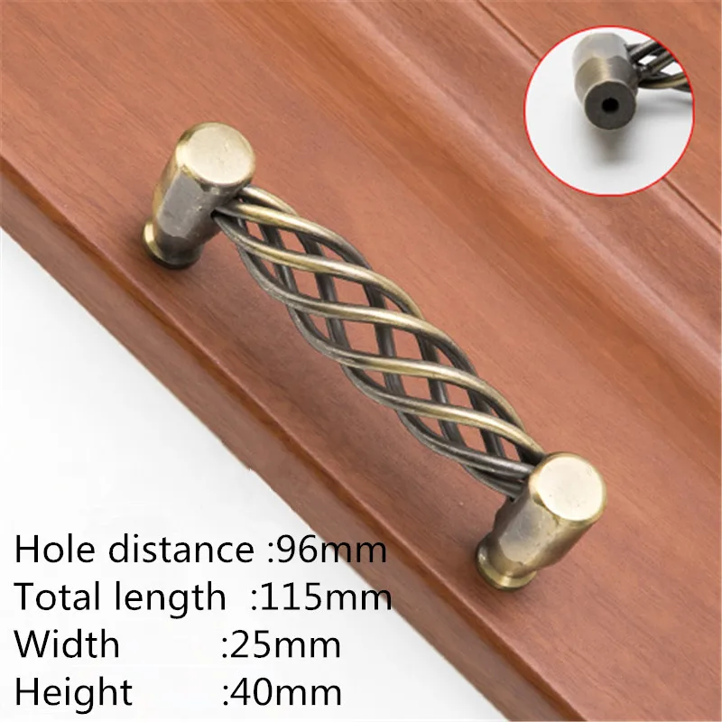 Bronze 96mm KK& FING винтажные бронзовые черные ручки для шкафа, полые ручки для птичьей клетки, ручки для ящиков, дверные ручки для шкафа, мебельная фурнитура - Цвет: Bronze 96mm