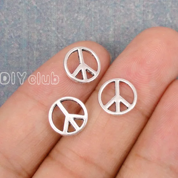 200pcs-Peace подвески античное серебро 2 сторонняя Маленькая подвеска &quotзнак мира&quot