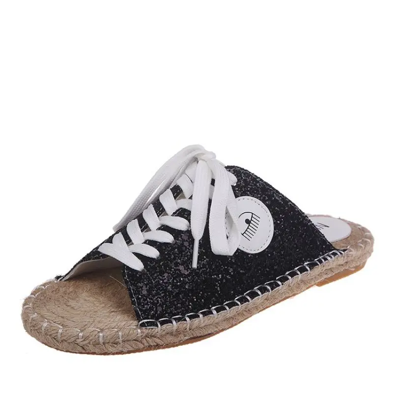 2019 Women's Slippers Bling Hemp rope insole Lady Slipper Summer Flat Sandals Vacation Beach Casual Shoes Flip Flops | Обувь