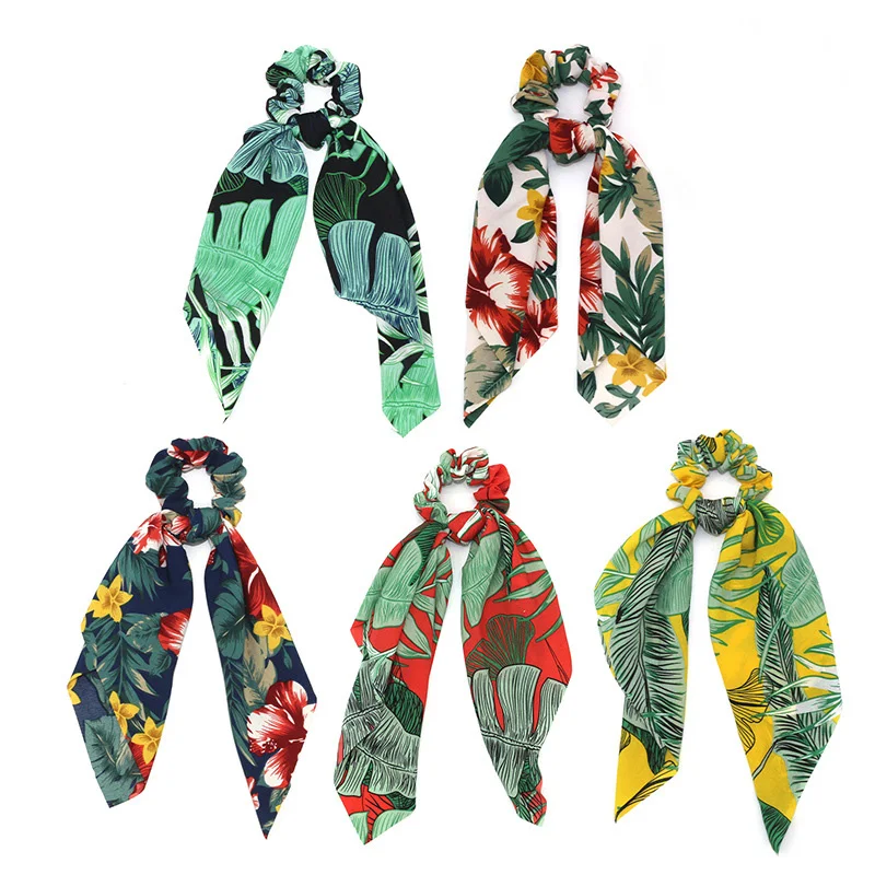 Модная резинка для волос с принтом и бантом аксессуары женщин девушек резинки