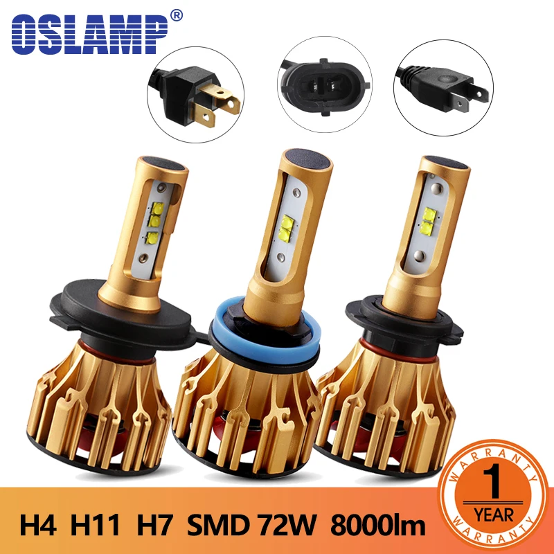 Светодиодные фары серии Oslamp T6 H4 H7 H11 Hi-Lo/с одним лучом 6500K автомобильные 70 Вт SMD чипы