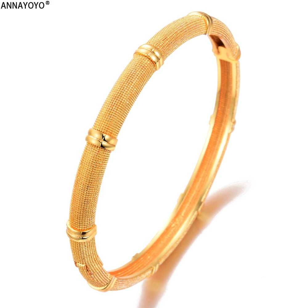 Annayoyo 1 шт. узор средний восток браслет для женщин Men18k золотой цвет браслет в дубайском стиле Африканский/арабский/Эфиопский ювелирный подарок B15