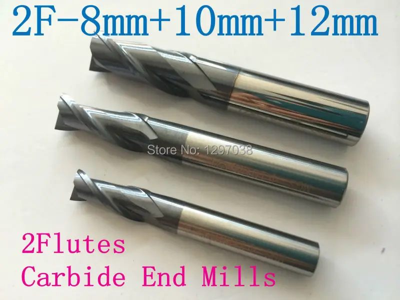 

Full sets 3pcs 2 Flutes 8-12MM micro grain Solid carbide end mills , Milling Cutter, CNC Lathe Tool router bits hrc45-50