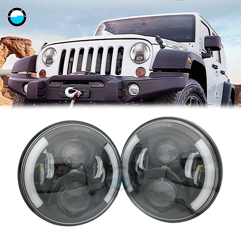 Пара 7-дюймовых круглых светодиодных фар прожекторная фара с углом обзора для Lada