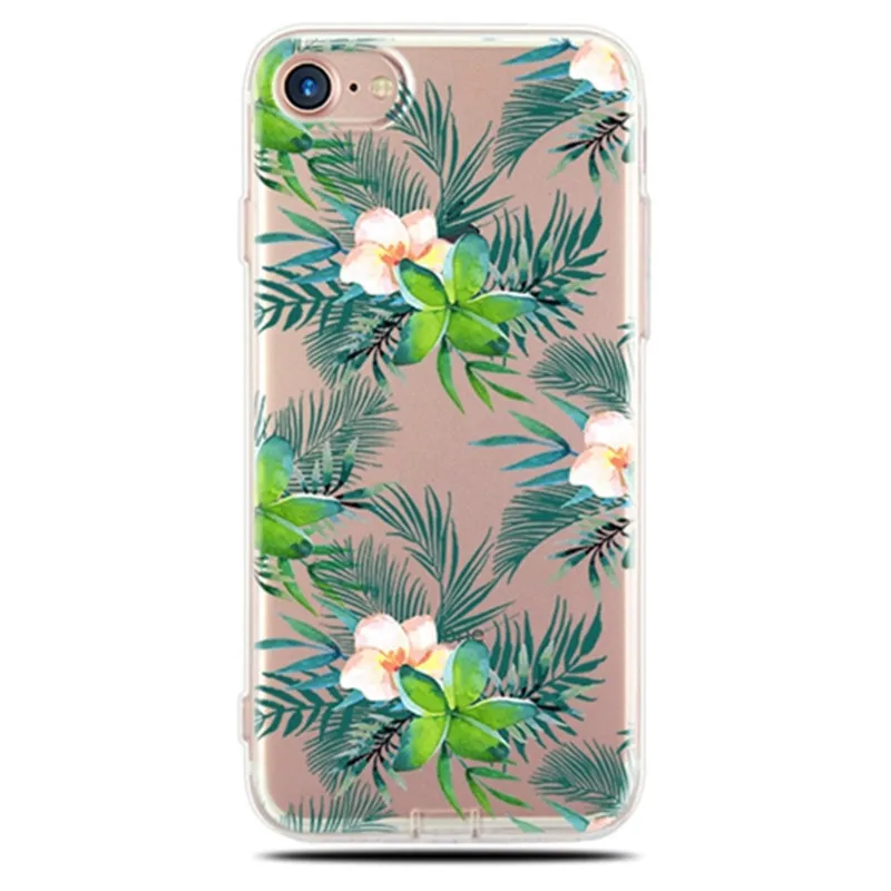 Green Leaves Soft TPU Bags For iPhone X XS Max XR Transparent Case 7 8 Plus 6 6s 5 5S SE Back Cover Funda Shell |