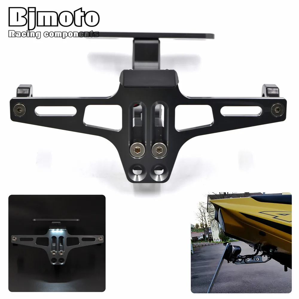 Bjmoto Универсальный CNC Мотоцикл Регулируемый номерной знак рамка держатель BracketMount