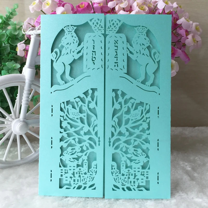 50 шт. бар мицва поздравительная карта партия пригласительная лазерная резка 15 13