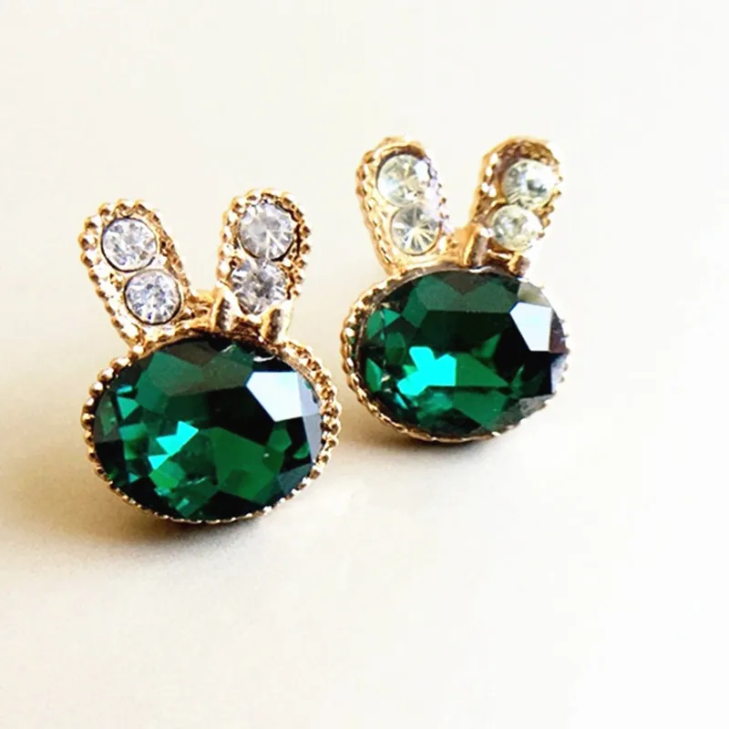 Женские серьги гвоздики в форме кроликов со стразами темно синие 4ED127|earrings navy|stud