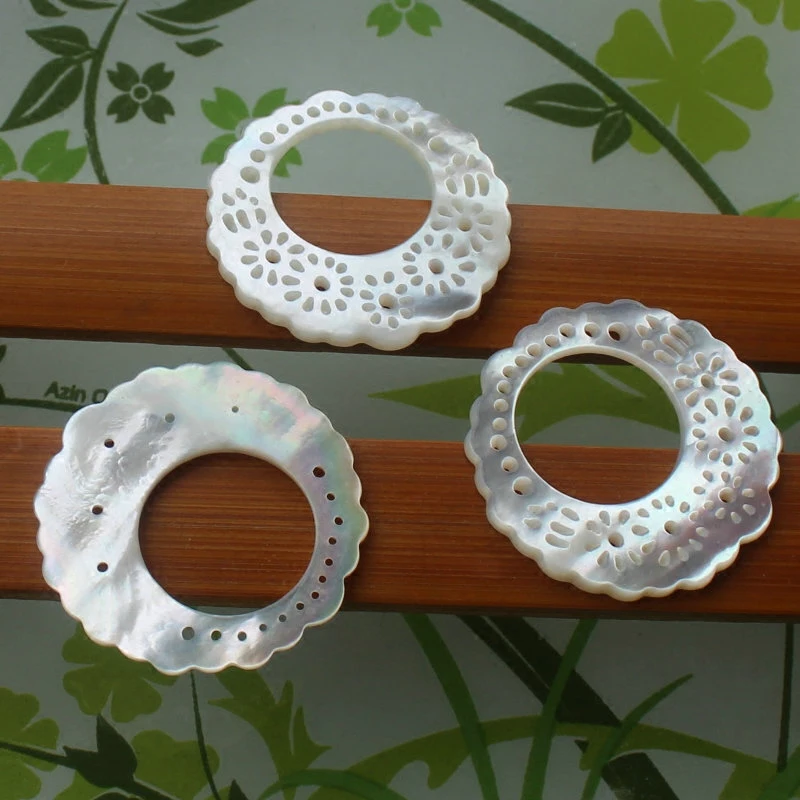 10 шт./лот натуральные пустотелые кусочки перламутровой ракушки белые