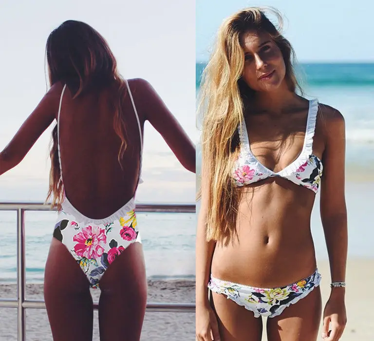 Лидер продаж 2017 купальный костюм с цветочным принтом сексуальная одежда для