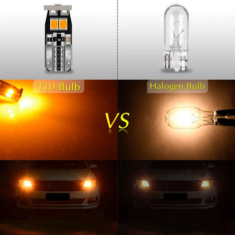 2x Canbus T10 оранжевый светодиодный автомобильный светильник W5W t10 Led 168 194 3030SMD белый