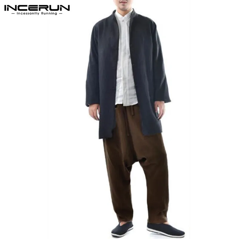 INCERUN,, шаровары, мужские, одноцветные, с заниженным шаговым швом, хлопок, хип-хоп, брюки, мужские, уличные, повседневные, винтажные, мешковатые, панталоны, Hombre, S-5XL