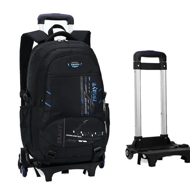2 wheels YCBXBAO последние съемные детские школьные сумки 2/6 колеса лестницы дети мальчики девочки рюкзаки Тележка школьный чемодан книга сумки - Цвет: 2 wheels