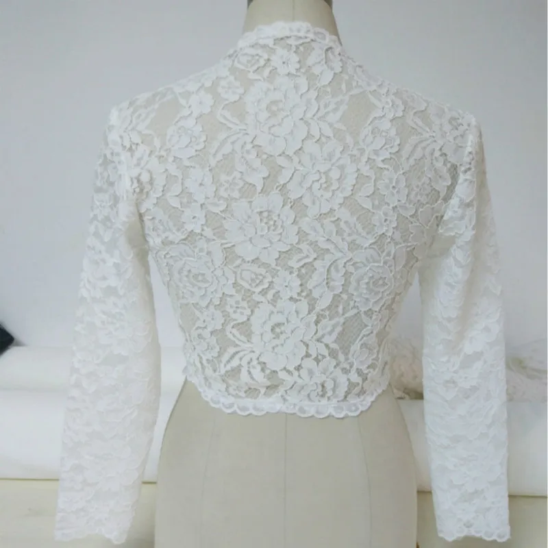 Винтаж Глубокий V свадебное болеро кружева куртка топ с длинными рукавами кофта